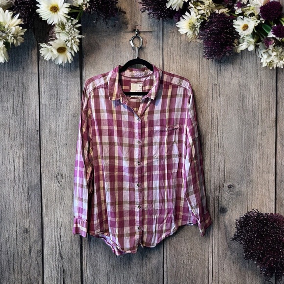 So Favourite Button-Down Shirt, Multi Purple Tones & Beige & Cream Plaid - Picture 4 of 10